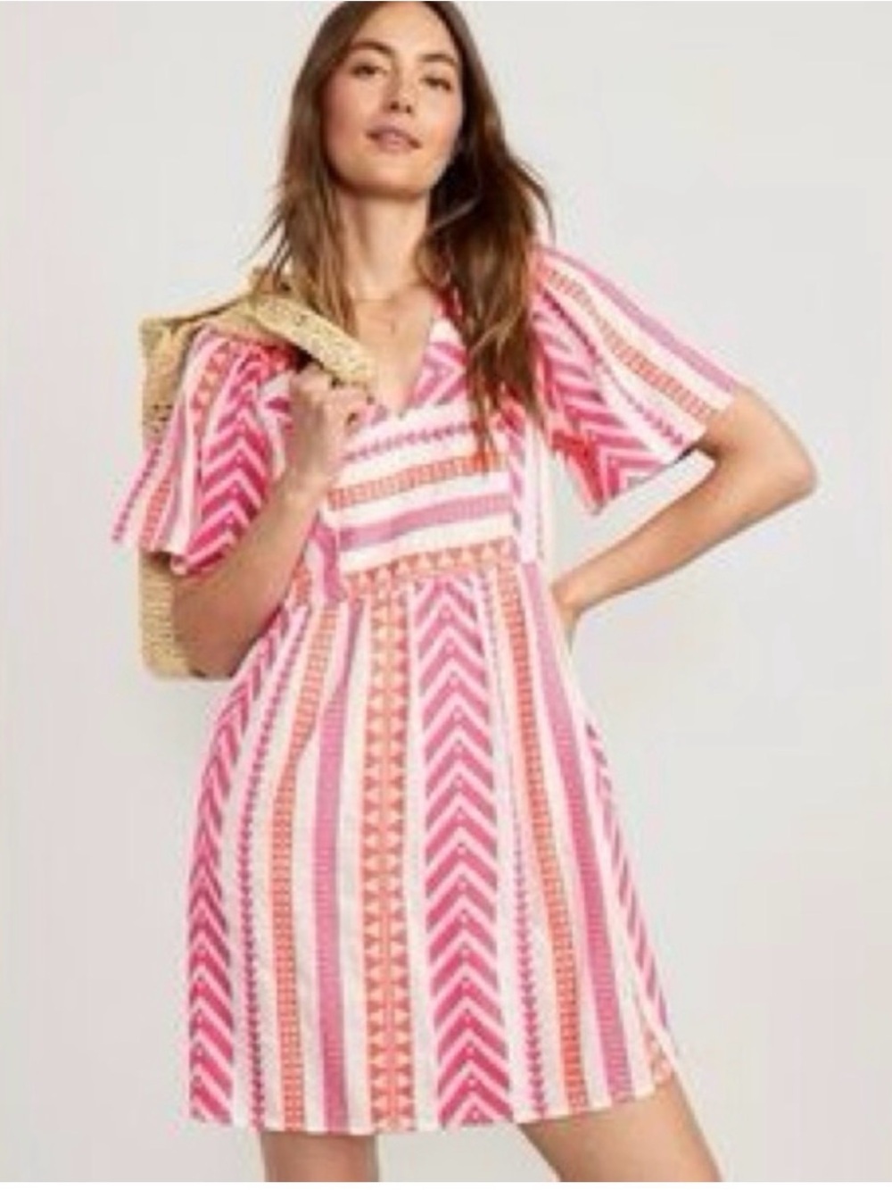 Old Navy Pink & Orange Geometric Mini Dress